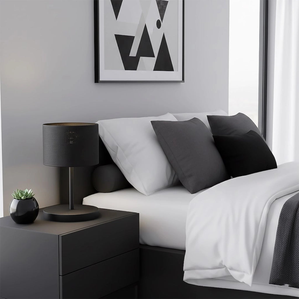 Lampada da tavolo LUX nera cilindrica 1xE27 Emibig