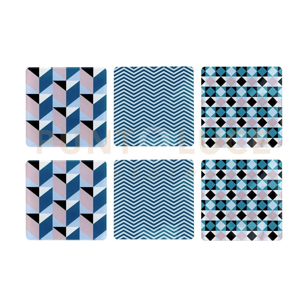 SET 6 PEZZI SOTTOBICCHIERE QUADRATO DISEGNO MODERN