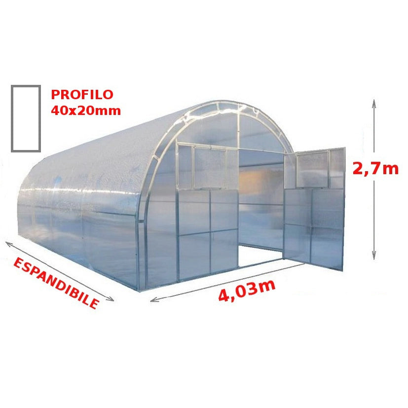 Serra Master 4x10m con copertura policarbonato alveolare 6mm