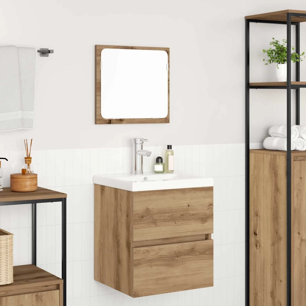 Set di mobili per il bagno 2 pcs Rovere Artigiano e Bianco