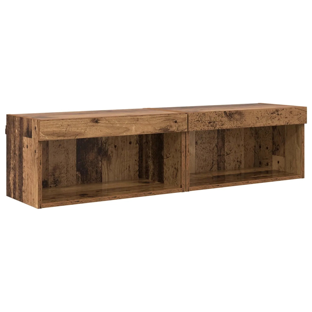 Set di Mobiletto da TV a Parete con led 6 pcs Legno vecchio
