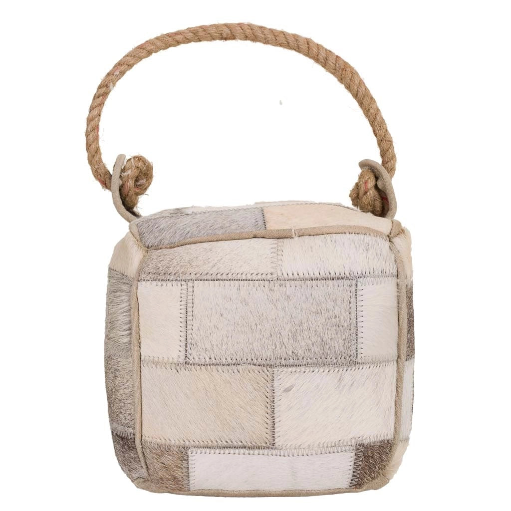 Fermaporta in pelle marrone 20x20x20h cm