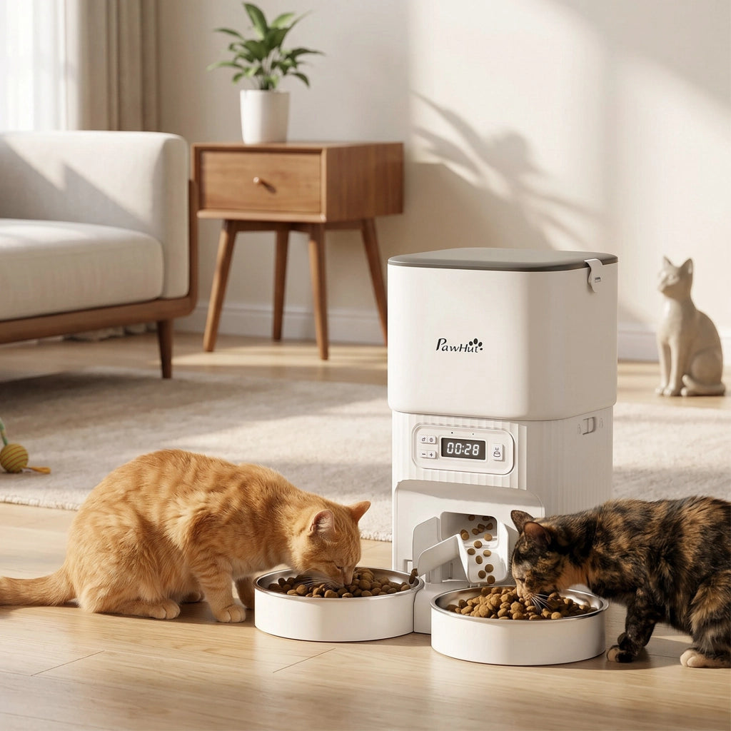 Distributore Automatico Cibo Gatti con Timer ¨C Xylo ¨C 2 Ciotole Acciaio Inox