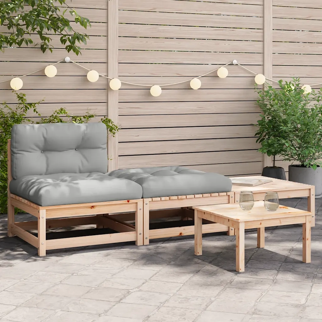 Divano da Giardino Senza Braccioli con Cuscini e Poggiapiedi-Sofa da Giardino-Divano da esterno 715442
