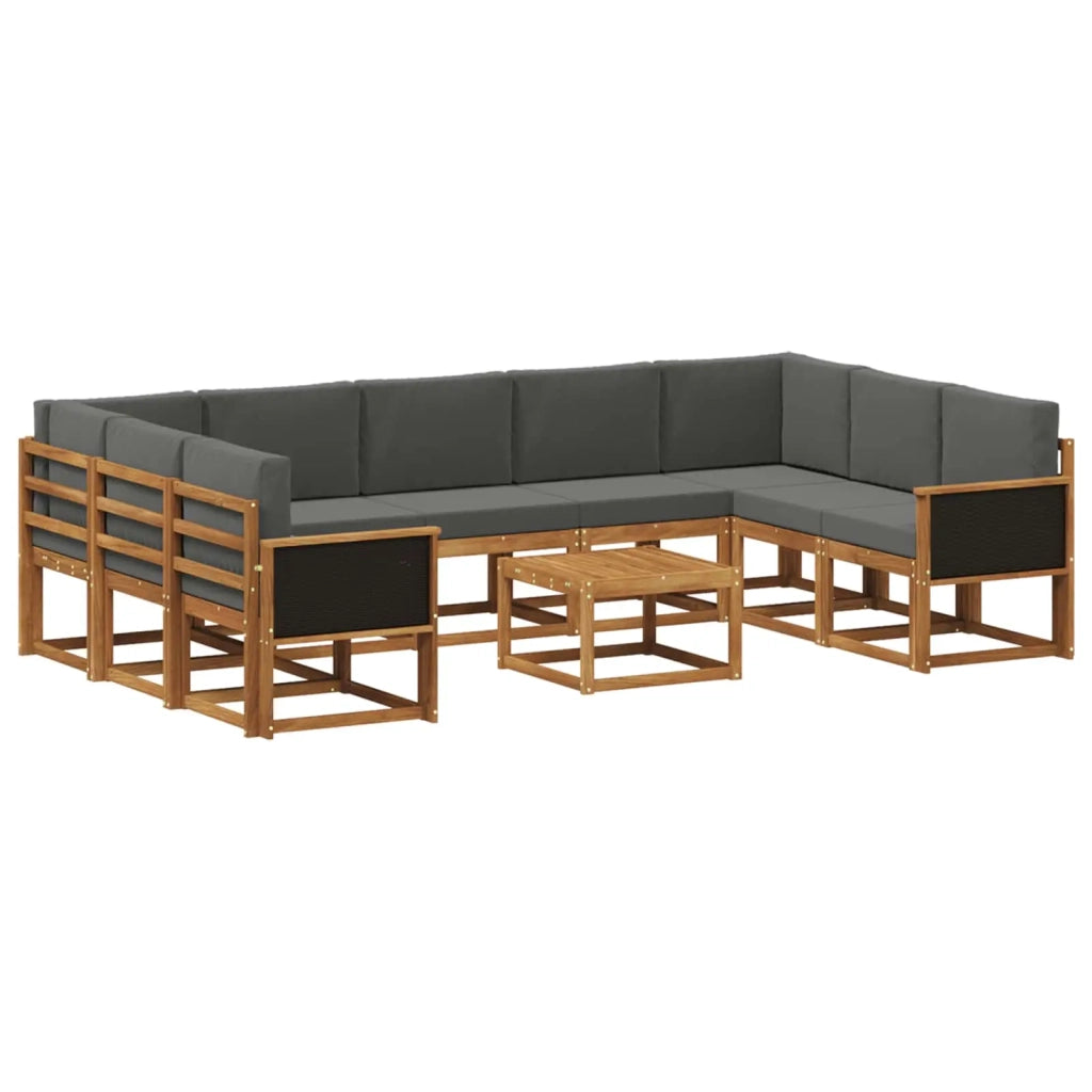 Set di divani da esterno 10 pz Naturale e Antracite 3385543