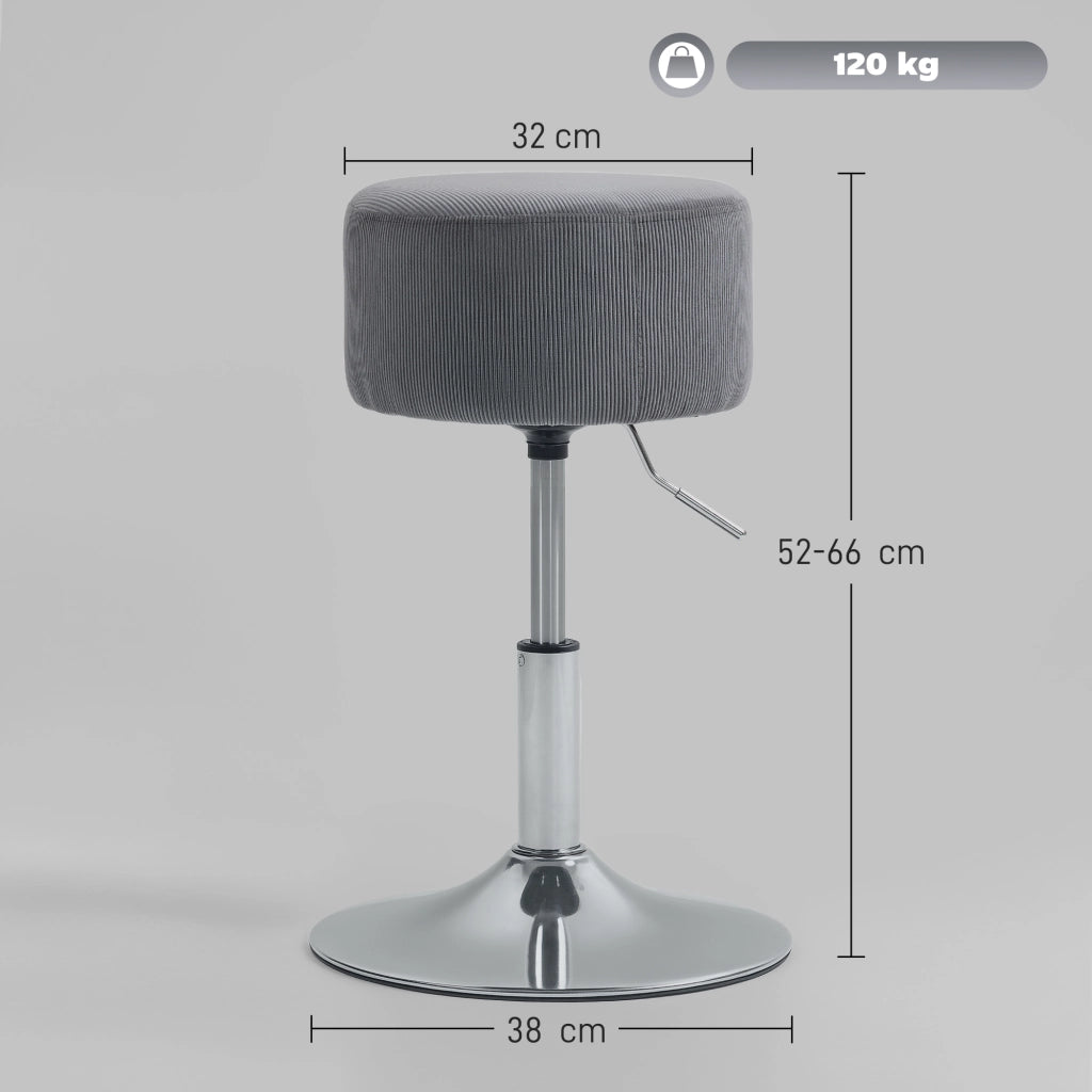 Sgabello cucina regolabile 52-66 cm ¨C Xylo ¨C velluto grigio girevole 360¡ã