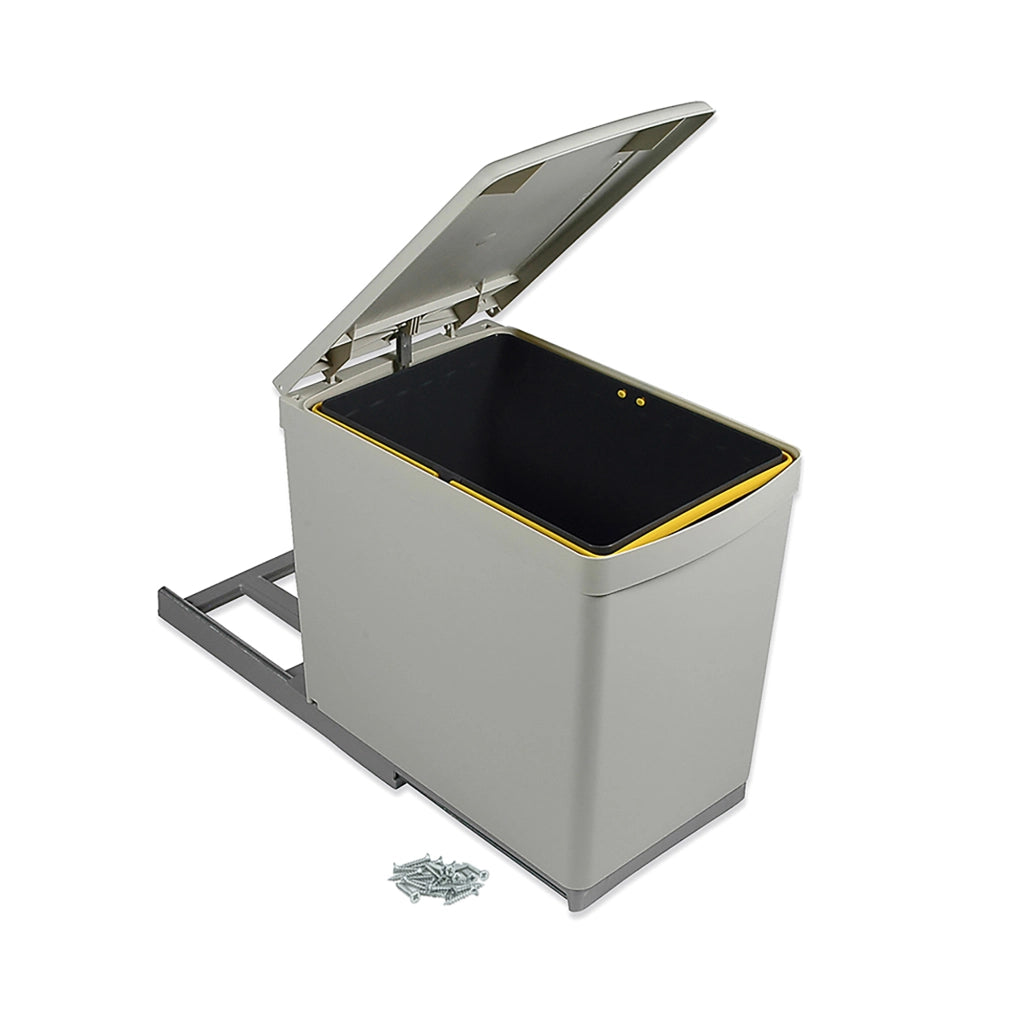 Pattumiera per differenziata, fissaggio inferiore estrazione manuale, 1 contenitore da 16 L e coperchio apertura automatica