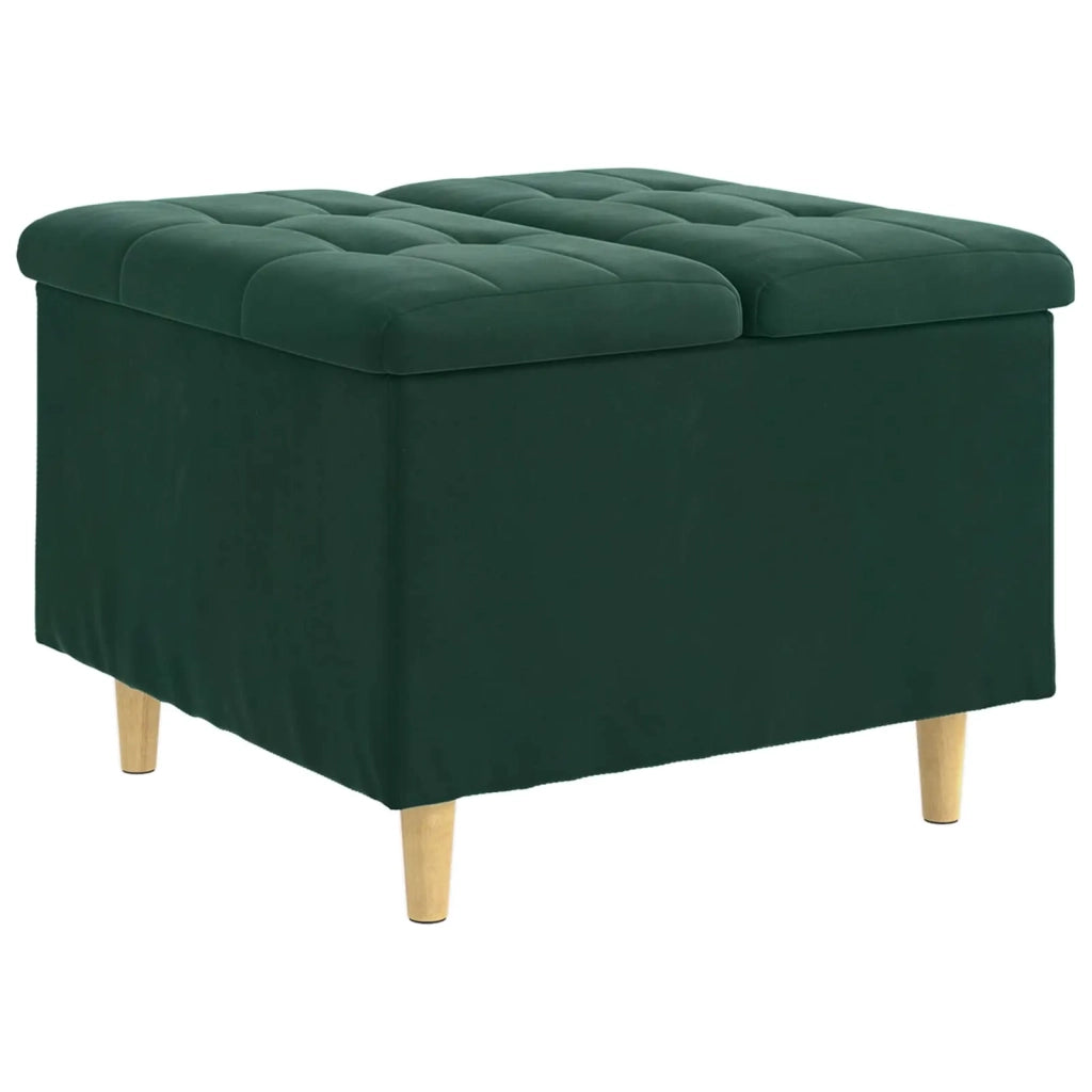 Pouf contenitore Verde Scuro 60 x 60 x 45 cm Velluto 876827