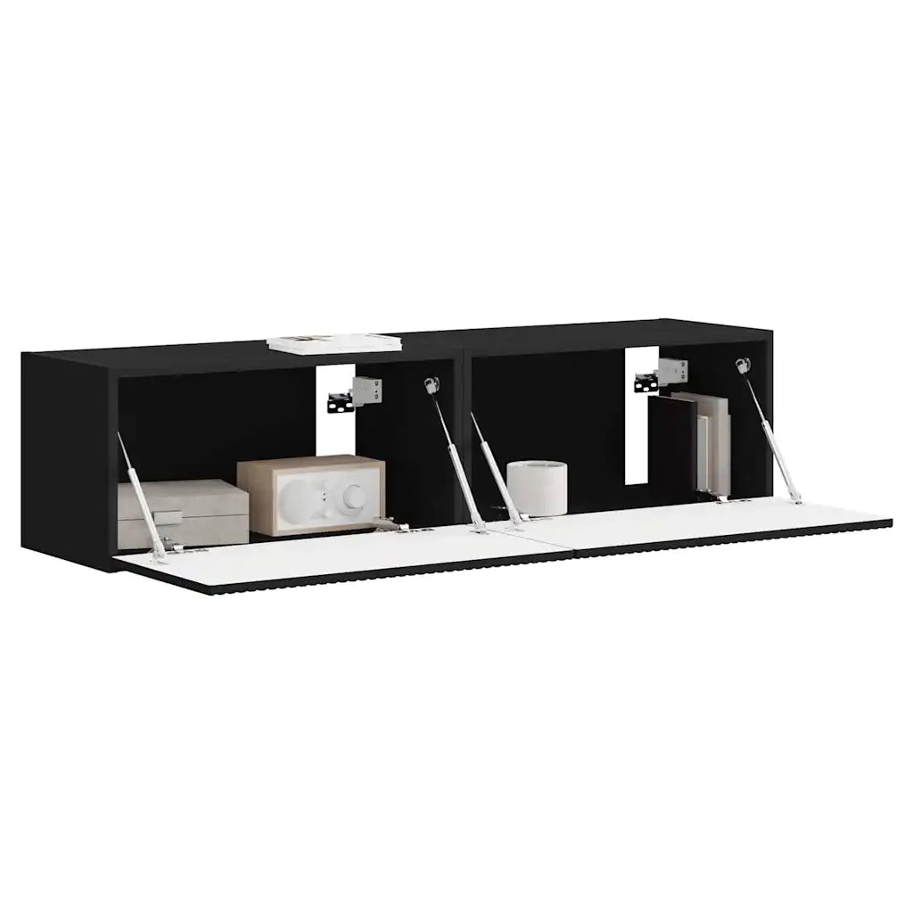 Mobile TV da parete 2 pcs Nero 60 x 31 x 29,5 cm 892192