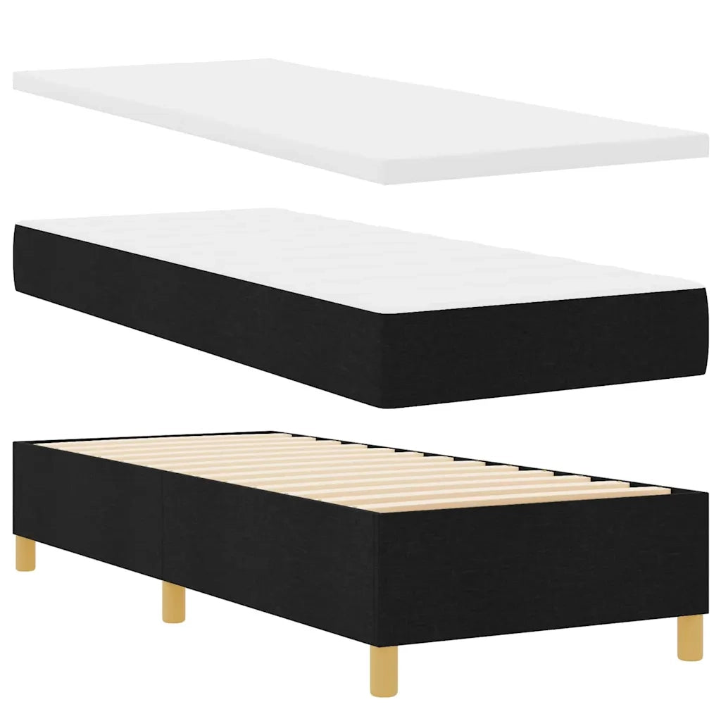 Letto a molle con materasso Nero 140 x 200 cm Tessuto