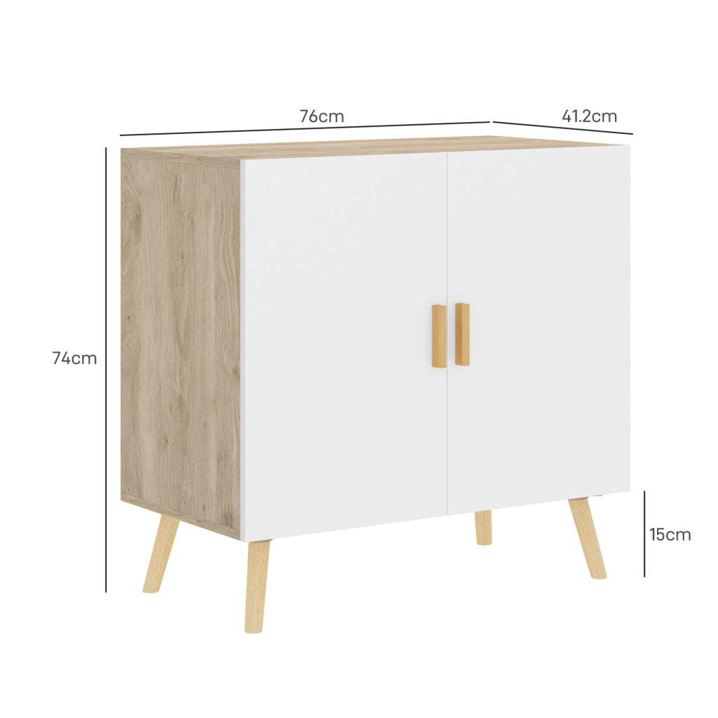 Mobile Multiuso Salvaspazio ¨C Xylo ¨C Legno Bianco e Rovere, 76x41.2x74 cm