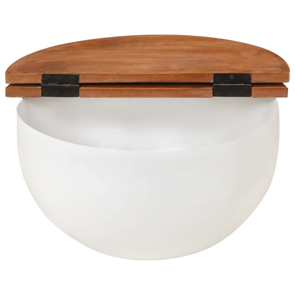 Tavolino da Salotto Bianco 50x27 cm Legno Massello di Recupero 351754