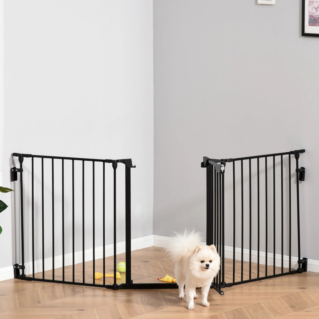 Barriera per Cani Pieghevole 3 Pannelli ¨C Minimal ¨C Nero 180x74,5 cm