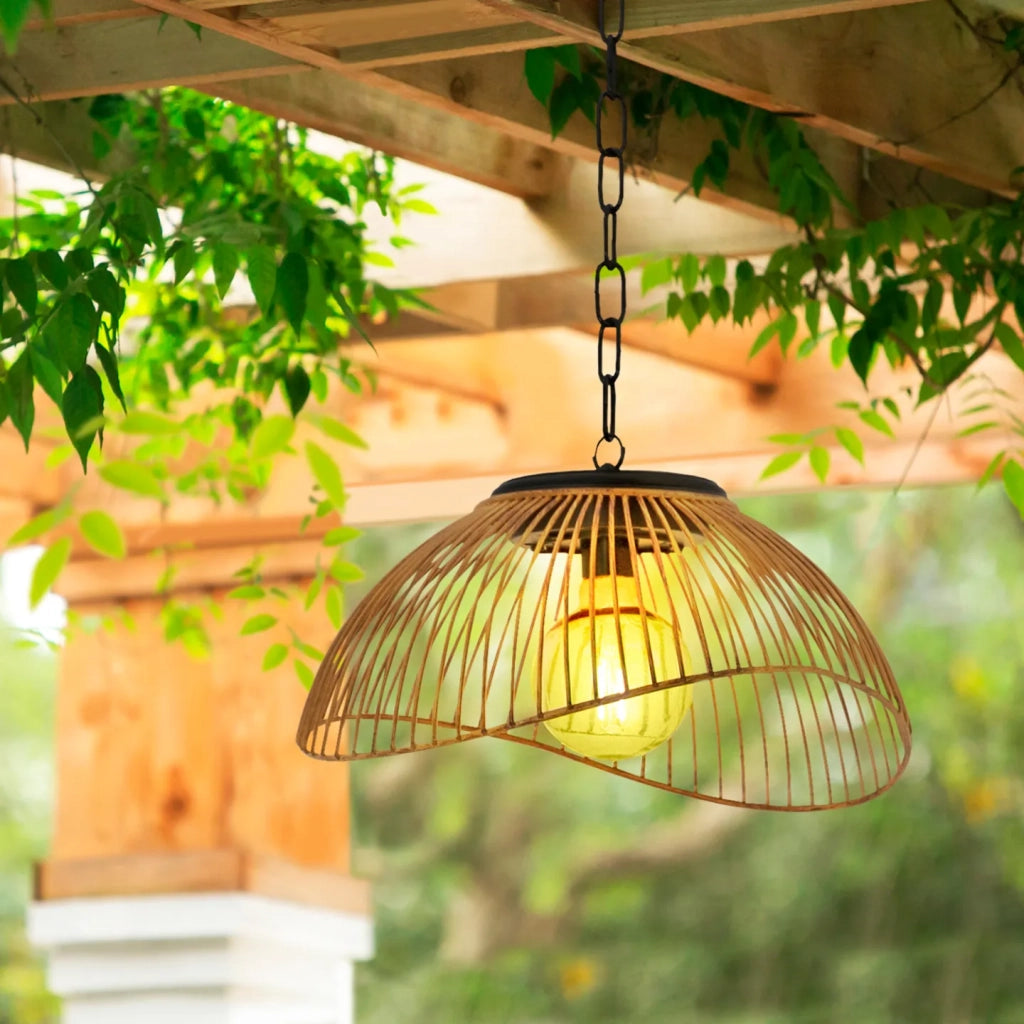 IDMarket - Lampade solari da esterno, sospensione in metallo effetto rattan SYDNEY