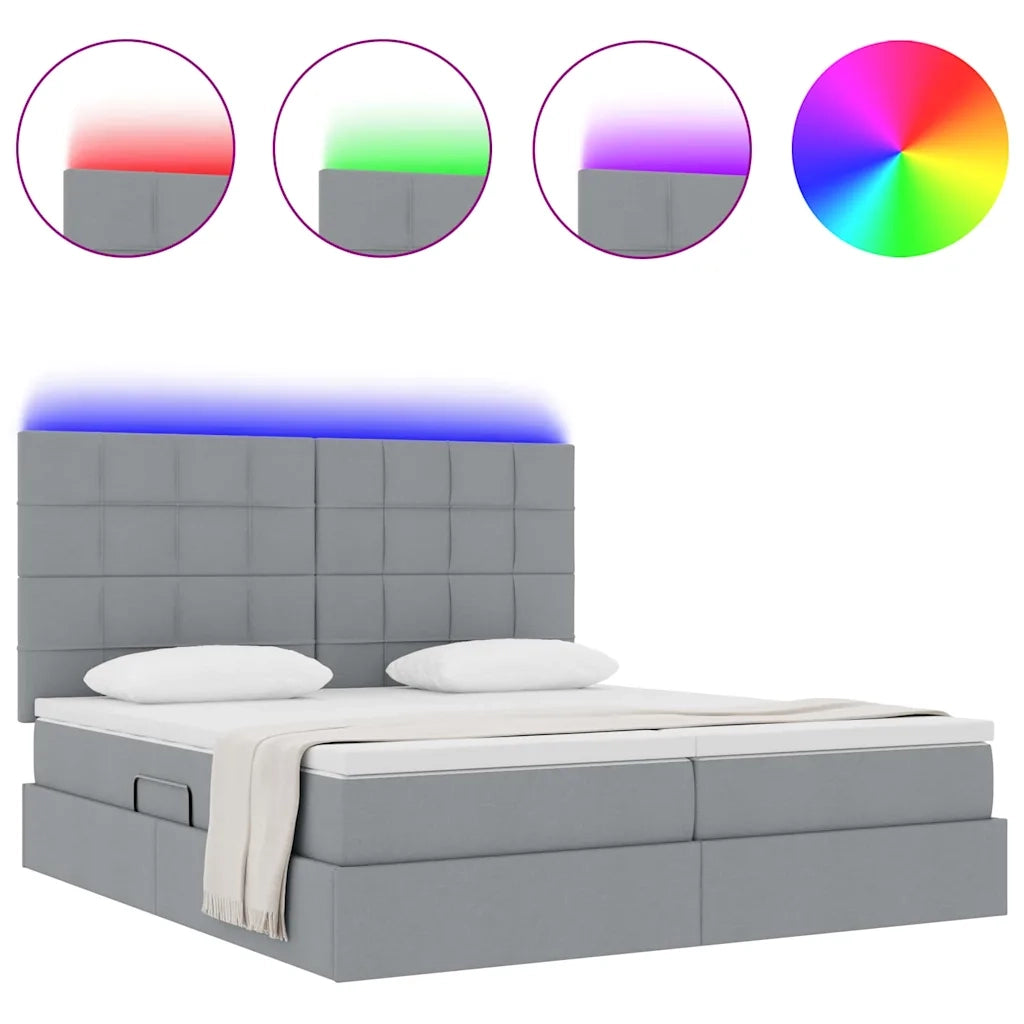 Letto con testiera Grigio chiaro 200 x 200 cm Tessuto