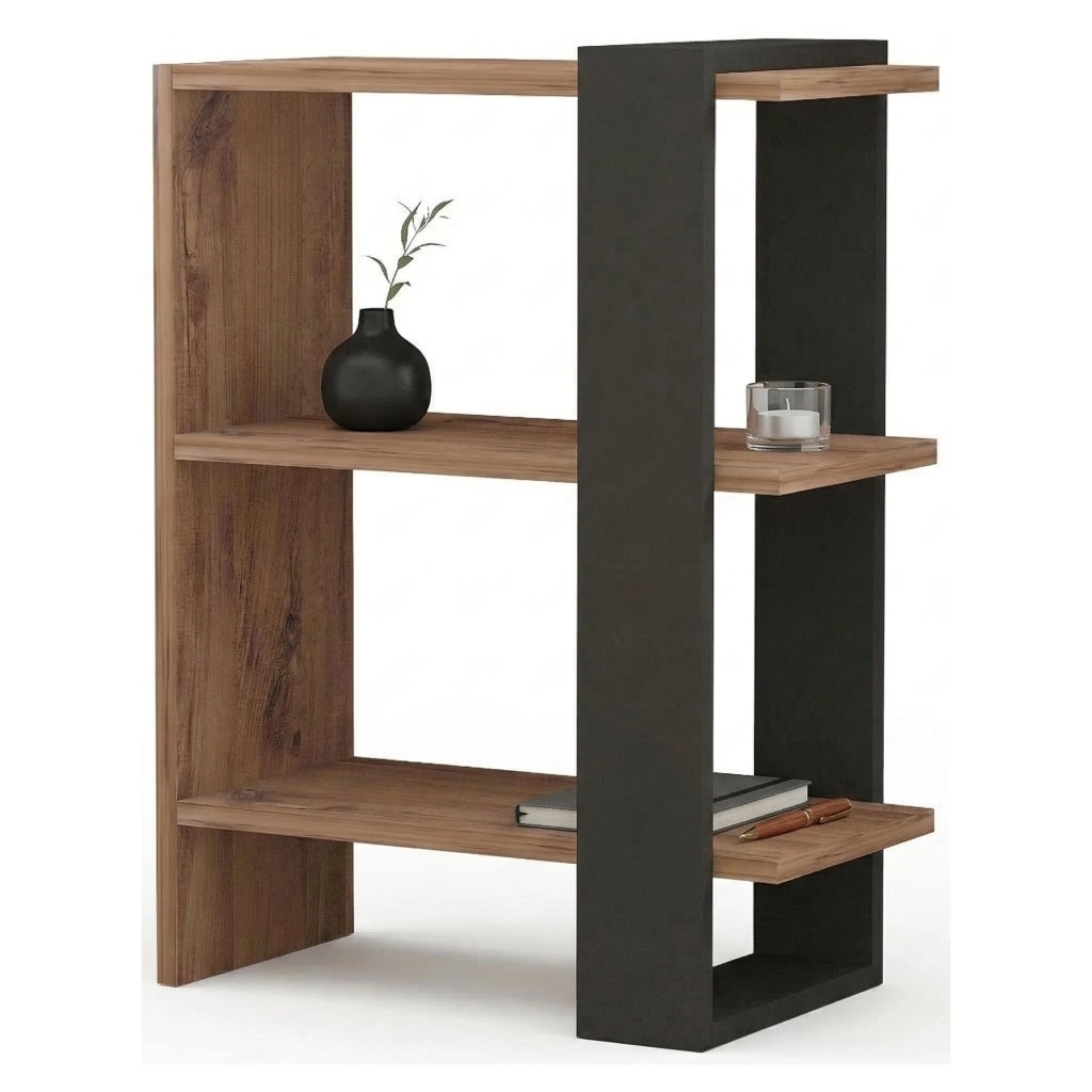Biblioteca Netro, Libreria 3 Ripiani, 52x25x70h cm Marrone Noce