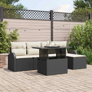 Set Divano da Giardino con cuscino 6 pcs Nero Poly Rattan 3357360