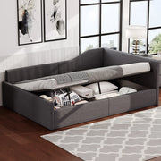 Letto imbottito - Xylo - 140x200cm con contenitore, grigio