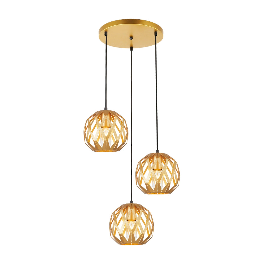Lampada a sospensione Italux Hilo oro 3xE27 industriale