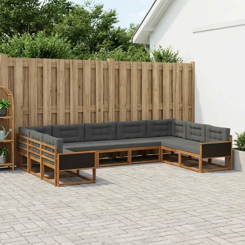 Set di divani da esterno con cuscino 9 pcs Naturale e Antracite 3382875