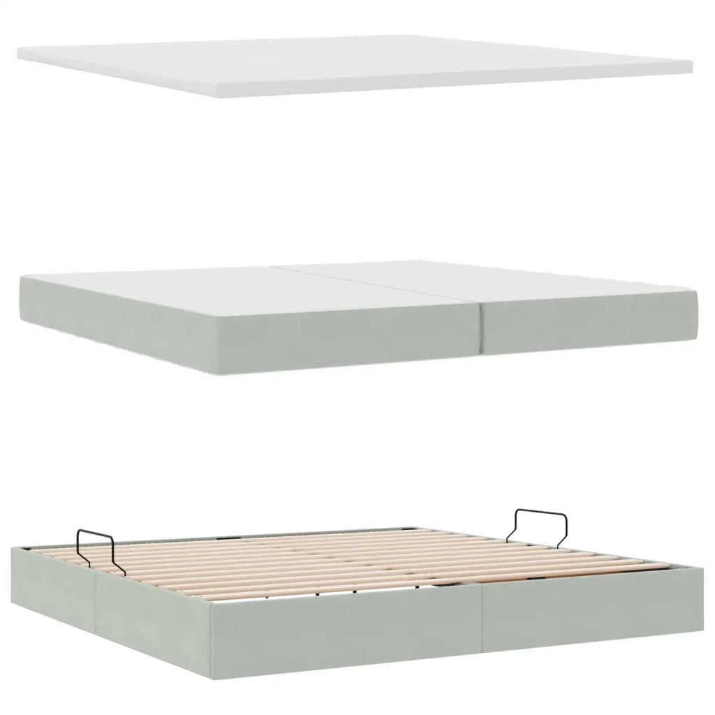 Letto con contenitore e materasso Grigio chiaro 200 x 200 cm 3372171