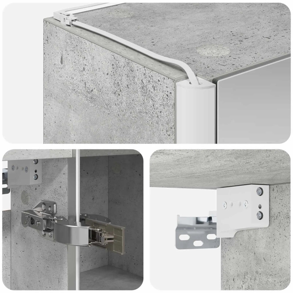 Mobiletto per specchio da bagno Grigio cemento 889242