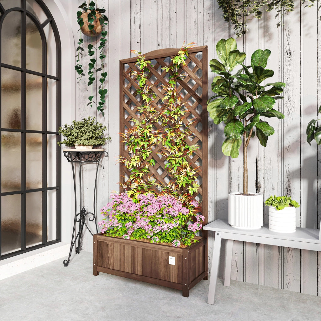 Fioriera con Griglia ¨C Minimal ¨C Marrone 76x36x170 cm
