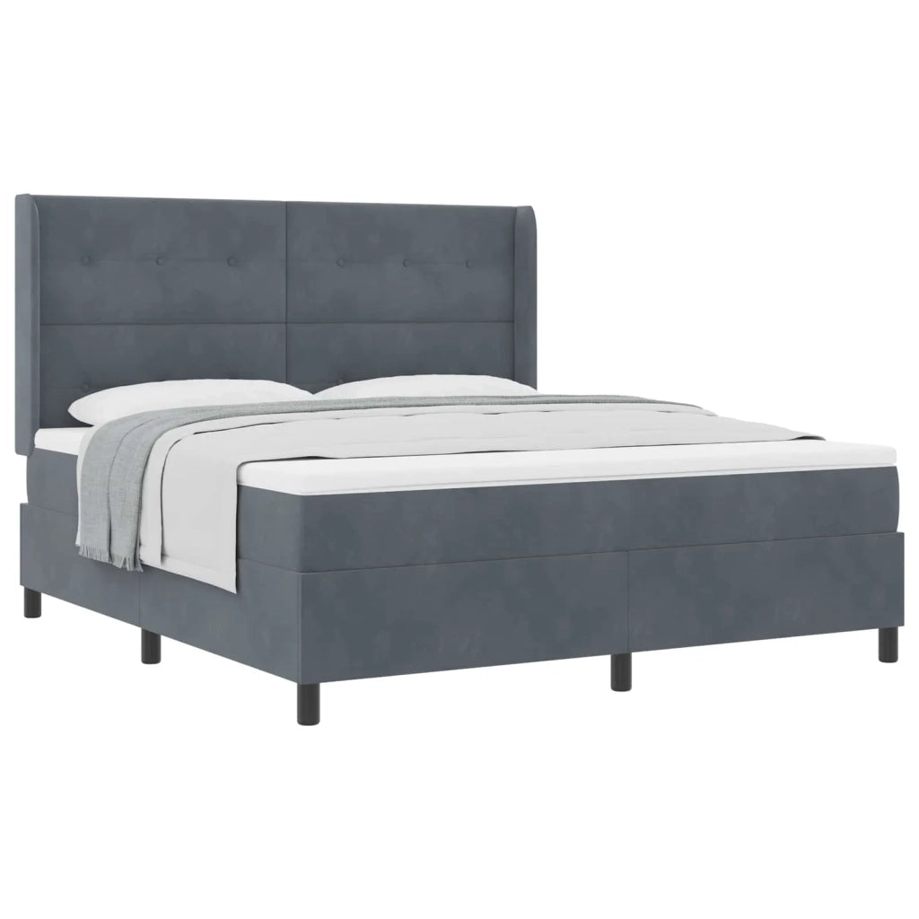 Letto a molle con materasso Grigio scuro 180 x 200 cm Velluto