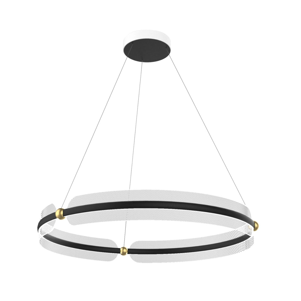 Lampada a sospensione rotonda nero oro LED 53W 3000K