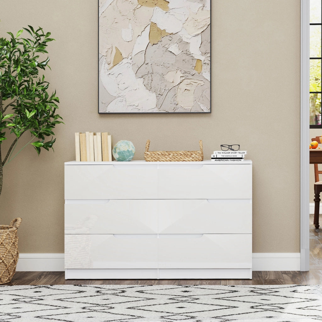 Cassettiera 6 Cassetti ¨C Xylo ¨C Bianco Moderno 120x40x75 cm