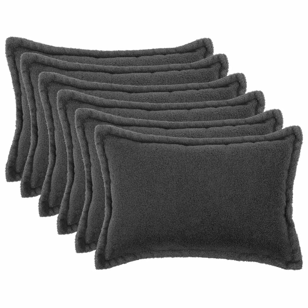 Federa 6 pcs HOUTEN Grigio Scuro 50 x 75 cm Bouclé 919834