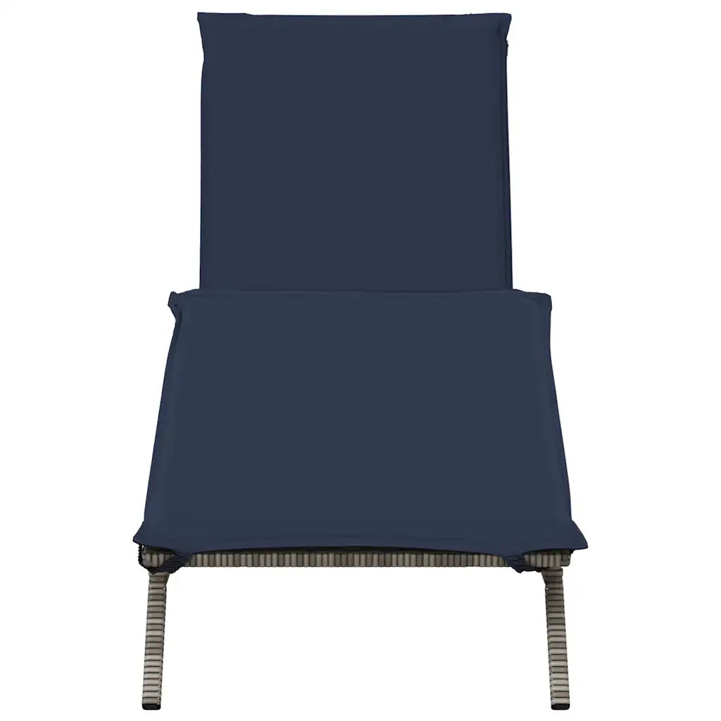 Lettino prendisole con Cuscino in Polyrattan Grigio 4002707