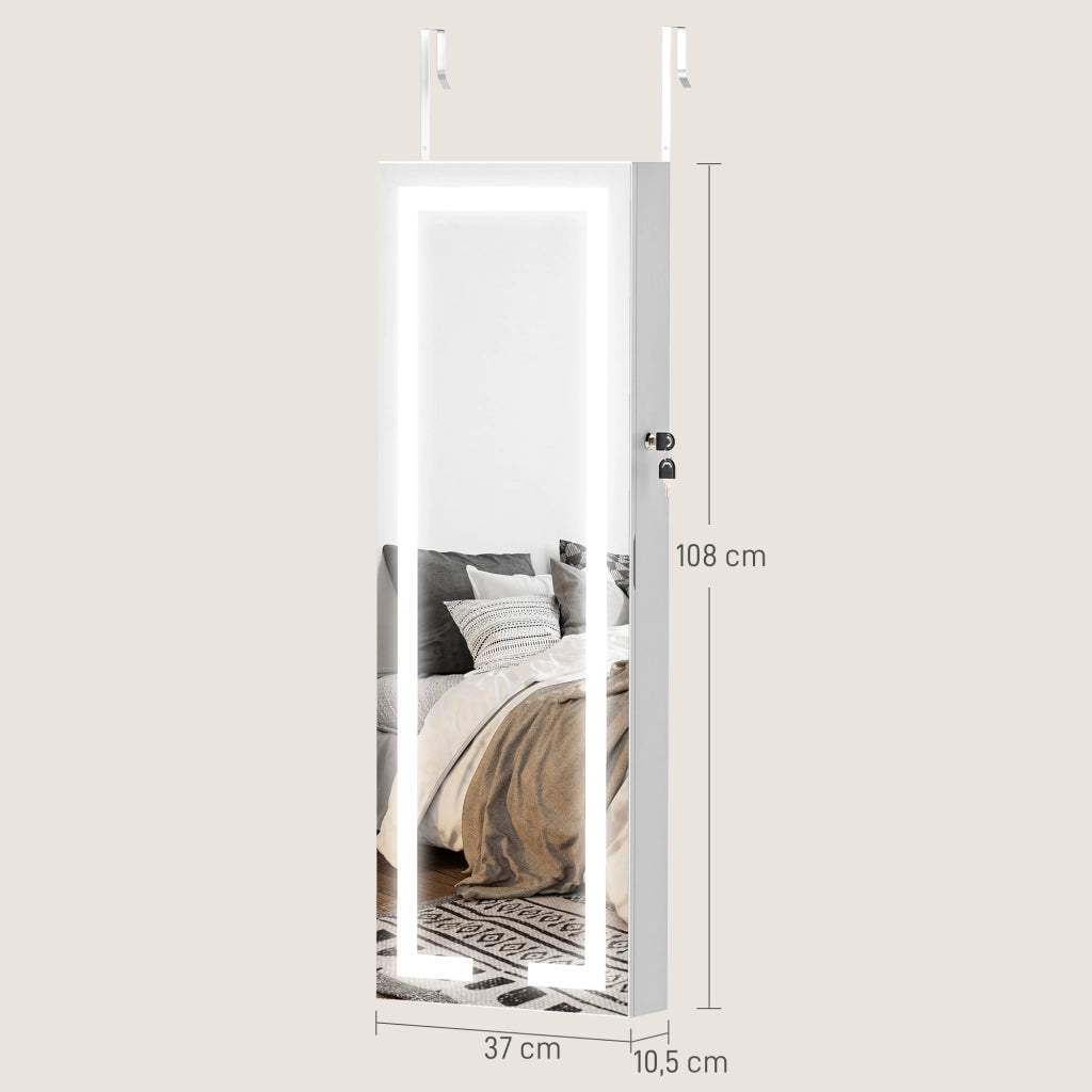 Specchio Armadio da Parete con Luci LED e Serratura ¨C Minimal ¨C Bianco