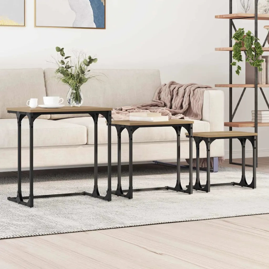 Tavolo da caffè nesting 3 pcs rovere artigianale 883532