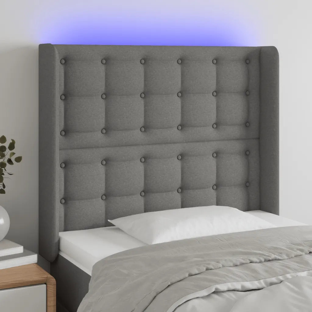 Testiera a LED GrigioScuro 103x16x118/128cm inTessuto 3124473