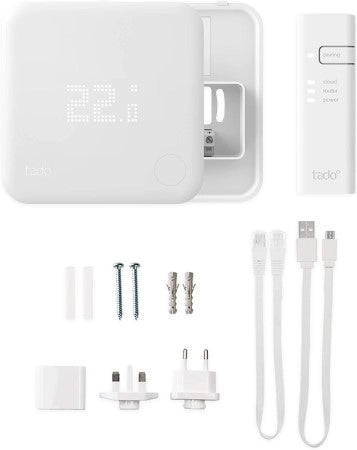 TADO¬? termostato kit di base V3+. Termostato Intelligente cablato. Compatibile con Alexa e Google Assistant. Bianco