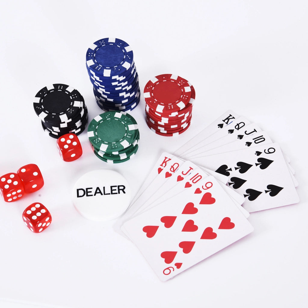 Set di Poker con Fichas e Dadi ¨C Minimal ¨C 29,5x20,5x6,5 cm Multicolore