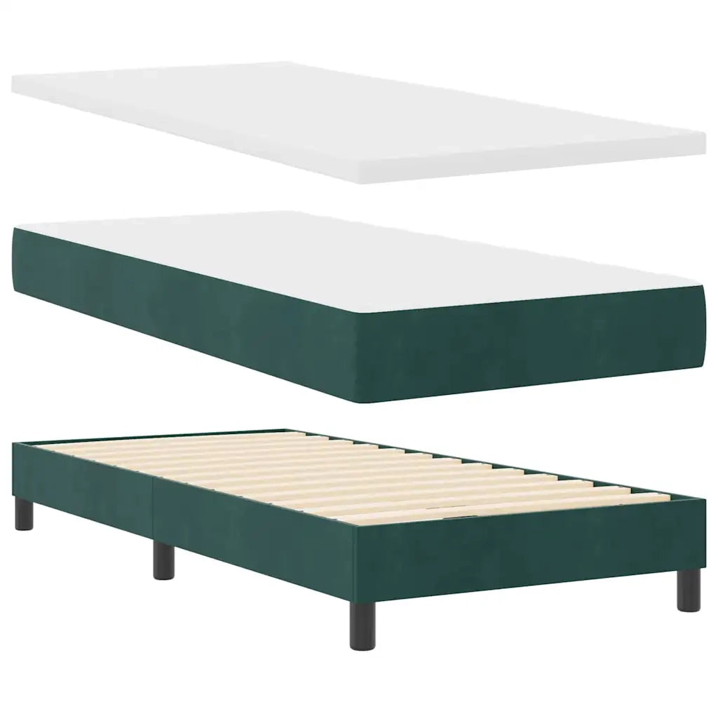 Letto a Sorgente LED con led Verde Scuro 90 x 200 cm Velluto