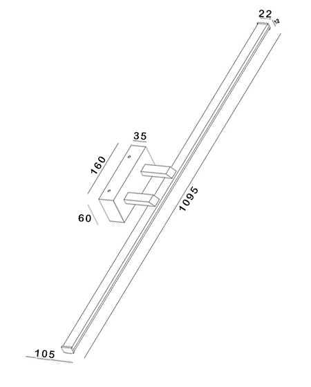 Nala Lampada da Parete LED Integrato 20W 2460lm IP44 3000K Warm White Struttura in Metallo e Metacrilato Colore Cromo Design Moderno 109.5cm