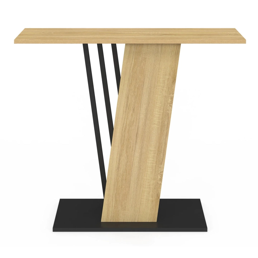 IDMarket - Consolle VICKY con piano in legno e gamba trasversale nera