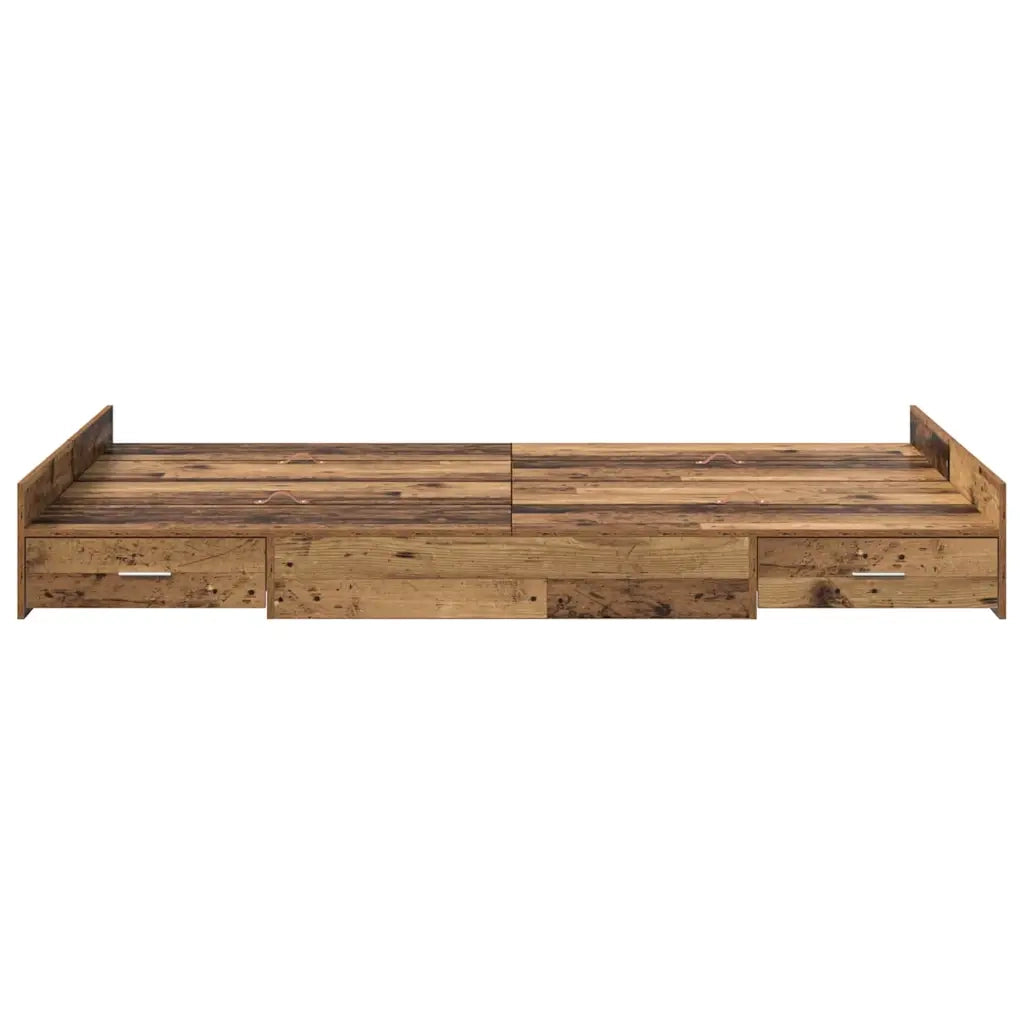 Struttura letto con contenitore-Giroletto con contenitore Legno vecchio 120 x 190 cm 981364