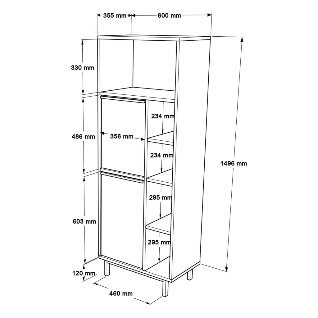 Merbok, Mobile Colonna 4 Ripiani, 160x36x45h cm Marrone Noce