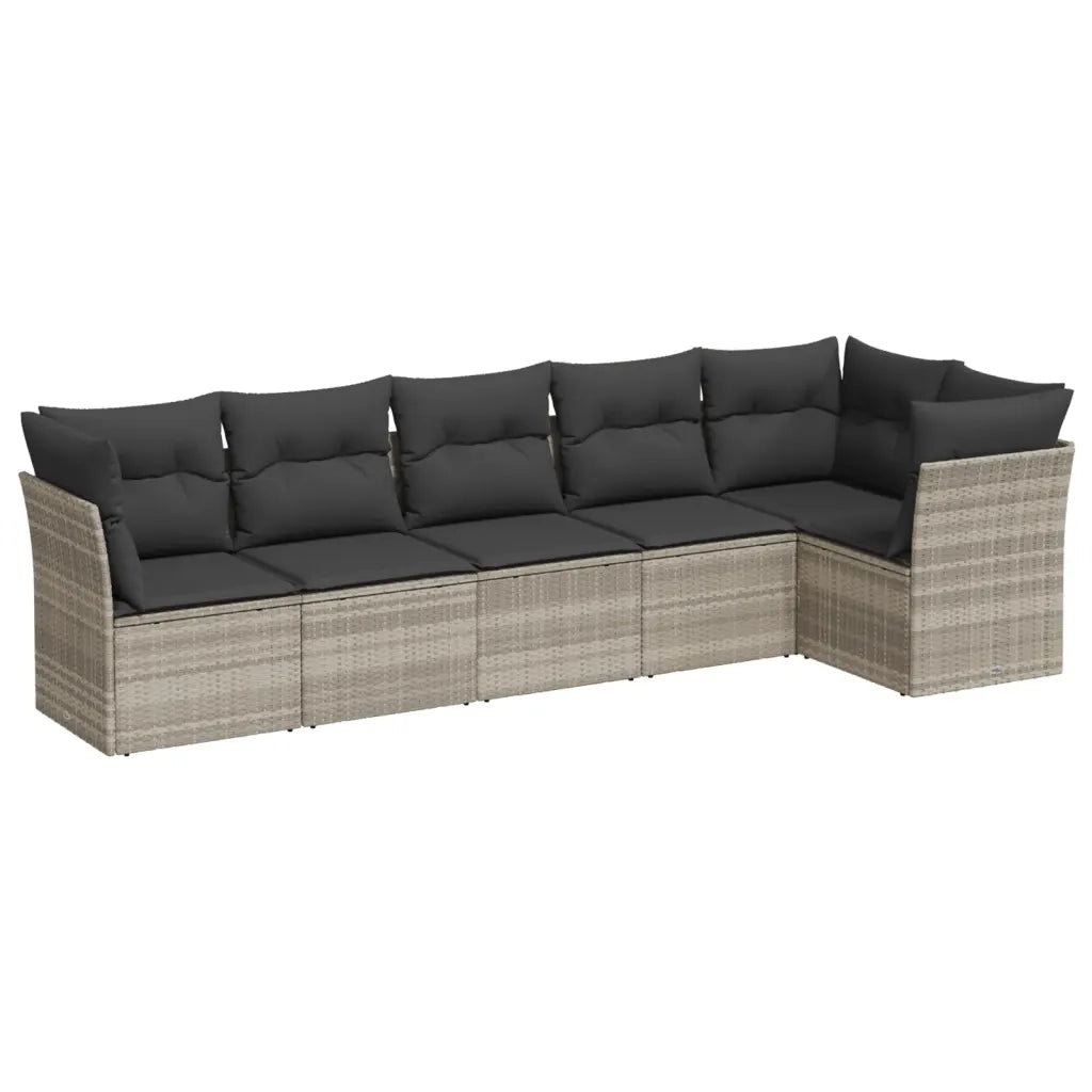 Set Divano da Giardino 6pz con Cuscini Grigio Chiaro Polyrattan 3249501
