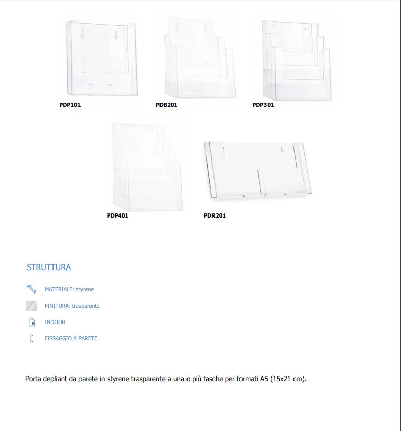 Portadepliant da parete 3 tasche A5 Verticale
