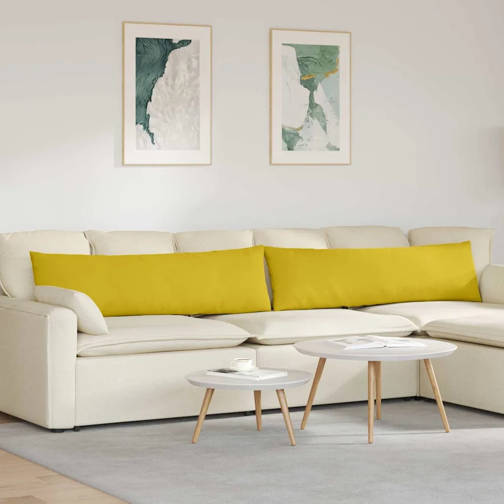 Cuscini da Divano 2 pz-Set di 2 Cuscini per Sofa Giallo 145 x 40 cm Tessuto in Cords