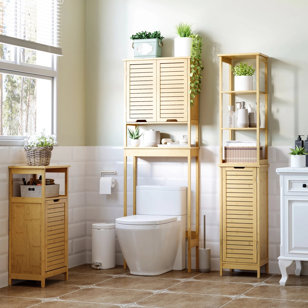 Mobile Bagno con Cestino ¨C Minimal ¨C MDF e Bamb¨´ 40x30x86.5cm