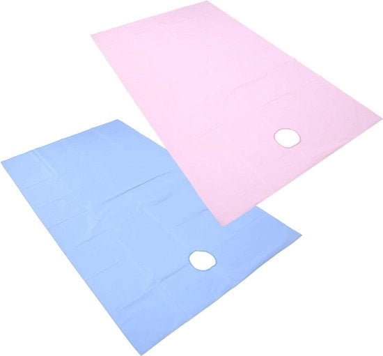 Copri Tavola per Sala di Massaggio - Telaio per Letto di Massaggio con Apertura per Respiro - Set di 2 pezzi - Colori Rosa e Blu.