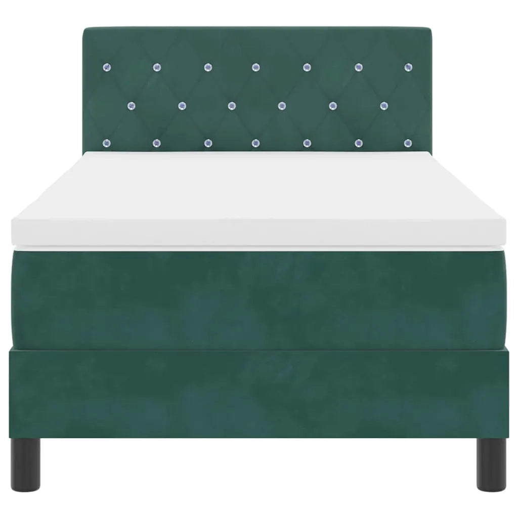 Letto a Sorgente LED con led Verde Scuro 100 x 200 cm Velluto 3342569
