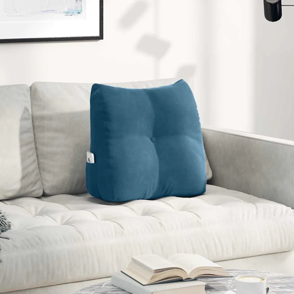 Cuscino per Schiena | Cuscino dorsale Blu 45 x 24 x 50 cm Velluto