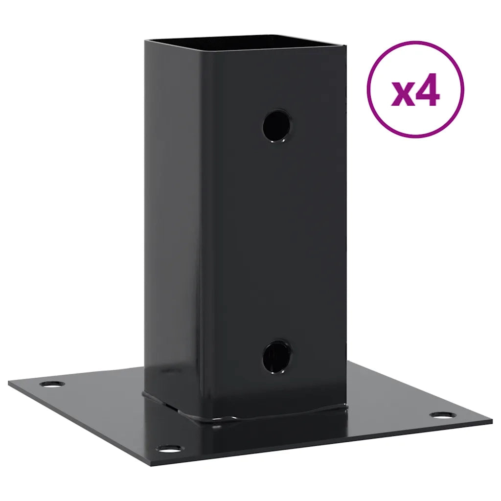 Basi per Pali Quadrati 4 pz 71x71 mm Acciaio Verniciato Polvere 42000024